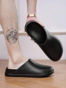 男士休闲简约黑色拖鞋 - 黑色 - 查看 5