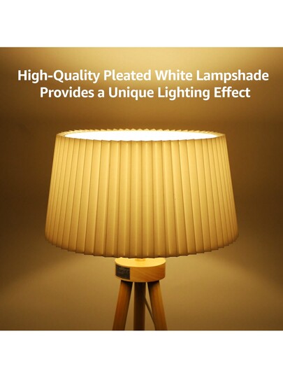 1pc Vintage Wooden Leg Vloer Lamp Foldable Wit Linen Lampshade, Foot Switch, Compatible E27 Bulb (Max 60W), Nordic Living Room Bedroom Lighting view 8
