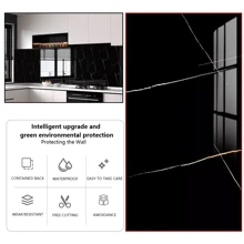 10X PVC Marble Tiles Wall Sticker Self-Adhesive Stick On Kitchen Bathroom Decor+ Bath Rug Floor Carpet Fall Decor Bathroom Accessories - Black - View 1