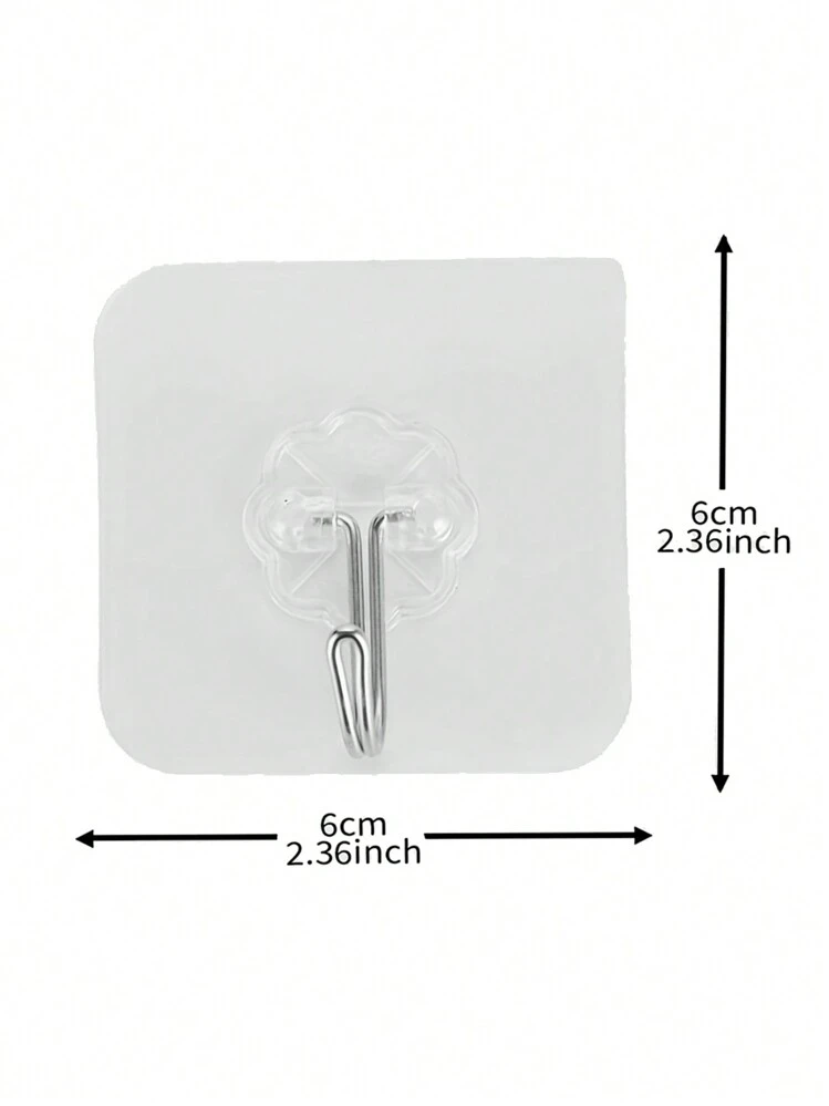 10pcs/20pcs/30pcs/40pcs/50pcs Easy Install Adhesive Hooks - Transparent, Damage-Free Wall Mount, Multi-Purpose Storage, Create A Modern Look Back To School Valentine Day - Clear - View 12