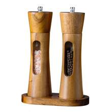 1 件/2 件/3 件/4 件红木胡椒研磨器，厨房透明亚克力香料研磨器，适用于胡椒、海盐、黑胡椒，带陶瓷芯 - 棕色 - 查看 11
