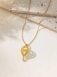 1 件不锈钢浪漫热气球吊坠项链，复古优雅时尚休闲适合斋月假期、日常穿着、街头派对、礼物（OPP 袋和礼品盒仅供拍摄） - 金黃色 - 查看 5