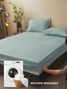 1pc Waterproof Bed Sheets, Bedding, Fitted Sheet, Skin-Friendly Bed Cover, Soft And Comfortable Bedding For Bedroom, Solid Color Mattress Cover, Fully Covered Matress Proctector, Fitted Bottom Sheet For Twin, Full, King, Queen Size, Dust-Proof Protection, (Pillow And Pillowcase Not Included), Machine Washable, Ideal Easter Gift, For Independence Day Gift, Perfect Holiday Gift,