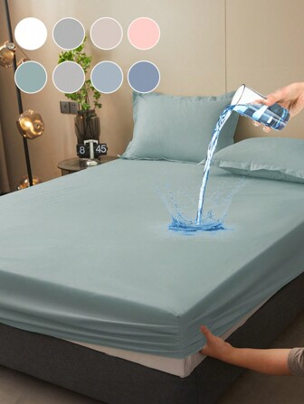 1pc Waterproof Bed Sheets, Bedding, Fitted Sheet, Skin-Friendly Bed Cover, Soft And Comfortable Bedding For Bedroom, Solid Color Mattress Cover, Fully Covered Matress Proctector, Fitted Bottom Sheet For Twin, Full, King, Queen Size, Dust-Proof Protection, (Pillow And Pillowcase Not Included), Machine Washable, Ideal Easter Gift, For Independence Day Gift, Perfect Holiday Gift,