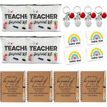 4Set/20Pcs Teacher Appreciation Gift Set, Ideal For Christmas New Year's, Valentine's Day, Graduation, General Giving, Thank You Teacher Gifts With Makeup Bags,Teacher Appreciation Week Keychain, Notebook And Pen Gifts For Teachers - Brown - View 1