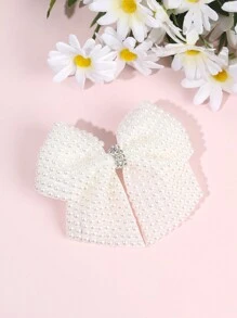 2 件女孩珍珠发饰，精致的青少年珍珠蝴蝶结发夹，优雅的儿童发夹发饰 - 白色 - 查看 15