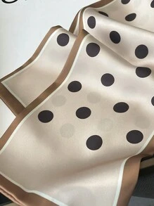 1 件简约优雅波尔卡圆点缎面方巾，女士双层缎带围巾，可作为手提包装饰、腰带、颈巾、头巾，提升您的外观 - 彩色 - 查看 6