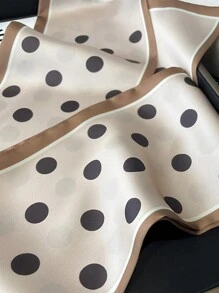 1 件简约优雅波尔卡圆点缎面方巾，女士双层缎带围巾，可作为手提包装饰、腰带、颈巾、头巾，提升您的外观 - 彩色 - 查看 5