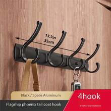1pc Heavy Duty Aluminum Alloy Wall Mounted Clothes Hooks, No Drilling Needed, Suitable For Entryway, Closet, Kitchen, Bathroom Storage