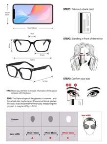 Unisex Square Plastic Computer/Gaming/TV/Phone Glasses, Reduce Eye Fatigue, Fashion Clear Lens Glasses Frame - Black - View 5
