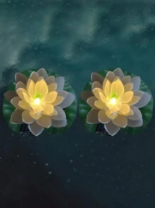 Solar Powered LED Lotus Light, Floating Lotus Light With Light, IP44 Pool Decoration Simulation LED Lotus Light In 3 Colors (Yellow+Pink+White), Decorative Desktop, Courtyard, Garden, Wedding, Pond, Landscape Decoration Floating Flower Light., Solar Lights Outdoor