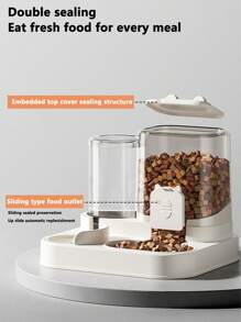 1 件宠物水瓶和宠物喂食器 - 二合一大容量（水瓶 800 毫升和喂食器 1600 毫升），自动补充食物和饮用水，可储存 10 天猫狗食物，狗碗和猫碗 - 宠物用品