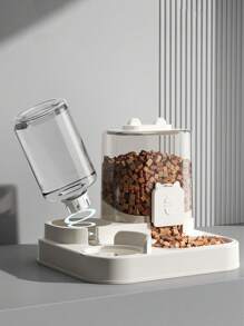 1 件宠物水瓶和宠物喂食器 - 二合一大容量（水瓶 800 毫升和喂食器 1600 毫升），自动补充食物和饮用水，可储存 10 天猫狗食物，狗碗和猫碗 - 宠物用品