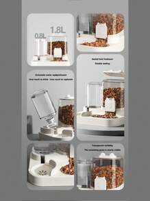1 件宠物水瓶和宠物喂食器 - 二合一大容量（水瓶 800 毫升和喂食器 1600 毫升），自动补充食物和饮用水，可储存 10 天猫狗食物，狗碗和猫碗 - 宠物用品