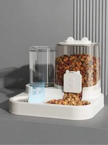 1 件宠物水瓶和宠物喂食器 - 二合一大容量（水瓶 800 毫升和喂食器 1600 毫升），自动补充食物和饮用水，可储存 10 天猫狗食物，狗碗和猫碗 - 宠物用品