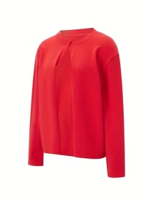 Women's Autumn Sweater Cardigan Long Sleeve O Neck One Button Open Front Knitwear - Red - View 4