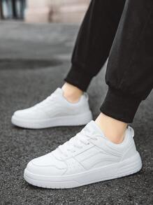 Zapatos deportivos cómodos y de moda, livianos y casuales para adolescentes varones en otoño - Blanco - Ver 4