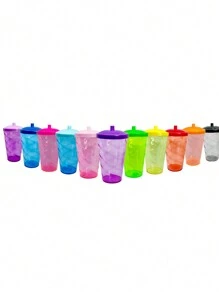 15 Twister Cups 400ML Colored Lid And Transparent Straw - 紫色七彩杯 - 查看 2