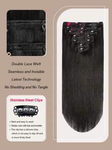 Yilite Hair Extensions Clip Ins 14-20 Inch 7pcs Natural Black Clip In Hair Extensions Human Hair Straight Clip In Hair Extensions Real Human Hair Double Weft (14-20 Inches #1B Natural Black) - Natural Black - View 4