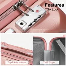 SOMAGO 4 In 1 Luggage Sets Hardside ABS Spinner Suitcase With 2 Travel Bags TSA Lock YKK Zipper 20"+24"+28" Suitcase Sets With 8 Silent Swivel Wheels, Diamond Pattern Surface - 玫瑰金 - 查看 7