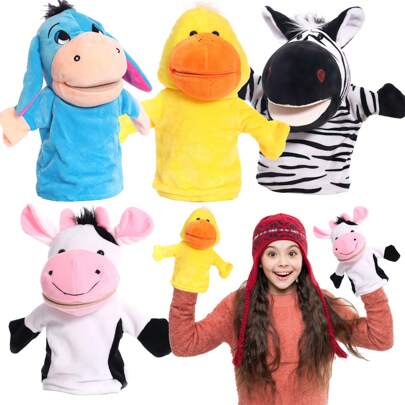 Set Of 4 Hand Puppets, Interactive Playtime Fun, Suitable For Play And Learning, Develops Creativity And Laughter, Suitable For Performance Theatre, Birthday Gifts, Nurseries And Classrooms