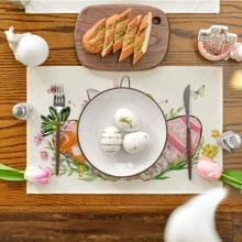 1pc/4pcs Easter Bunny Carrot Egg Linen Placemats, 12"X18" Seasonal Kitchen Dining Table Decor For Party, Home Decoration