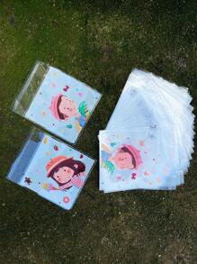 100pcs Cute Cartoon Character Printed OPP Self-Sealing Bags, With Male And Female Patterns, Party Favor Gift Packaging Bags, Suitable For Party, Gathering, Activities, Decoration - White - View 4