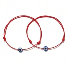 1 Set Of 2 Handmade Evil Eye Decor Bracelets, Adjustable Friendship Bracelets Suitable For Boys, Girls, Daily Wear Or Gift For Friends - Multicolor - View 14