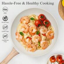 Juego de 12 piezas SODAY de ollas y sartenes antiadherentes, juego de utensilios de cocina para cocina, utensilios de cocción antiadherentes con granito para inducción, que incluye sartenes, cacerolas y vaporera