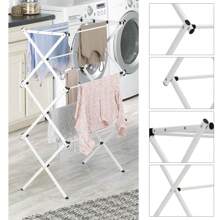 3 Tier Clothes Airer Dryer Metal Laundry Horse Drying Rack Indoor Outdoor Patio - 白色 - 查看 4