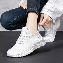 Women's Walking Shoes Non-Slip Running Shoes Sports Shoes Gym Training Lightweight Breathable Mesh Casual Shoes Suitable For Gym Travel Work Sports - 白色 - 查看 3