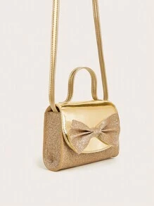 1个女童蝴蝶结亮片可爱公主迷你斜挎包，迷你零钱包，时尚迷你单肩包，可搭配各种服装和配饰