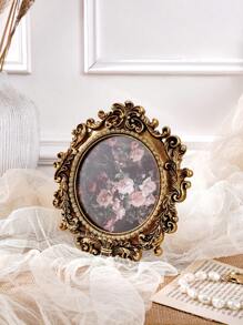 1 szt. Vintage złota ramka na zdjęcia, żywiczna retro europejska klasyczna kwiatowa dekoracja ramki na zdjęcia, przytulna dekoracja wnętrz, odpowiednia na wystawę zdjęć i rekwizyty fotograficzne