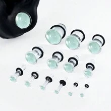 10个/18个/套 黑色单喇叭玻璃耳塞扩耳器，短锥形耳廓扩张器，舒适耳廓扩张器带橡胶圈，疯狂圆顶人体穿刺饰品套装 - 玻璃套裝 - 查看 11