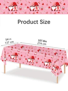 2pcs, 137*274CM/54*108IN Disposable Heart-Themed Tablecloth, Party Decoration, Suitable For Various Themed Parties And Daily Use (Can Be Hung As Backdrop To Enhance Holiday Atmosphere) For Valentine's Day - Pink - View 3