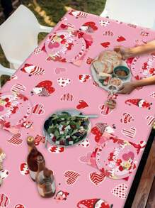 2pcs, 137*274CM/54*108IN Disposable Heart-Themed Tablecloth, Party Decoration, Suitable For Various Themed Parties And Daily Use (Can Be Hung As Backdrop To Enhance Holiday Atmosphere) For Valentine's Day - Pink - View 7