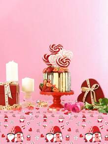 2pcs, 137*274CM/54*108IN Disposable Heart-Themed Tablecloth, Party Decoration, Suitable For Various Themed Parties And Daily Use (Can Be Hung As Backdrop To Enhance Holiday Atmosphere) For Valentine's Day - Pink - View 8