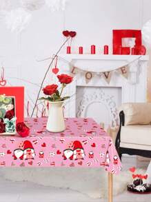 2pcs, 137*274CM/54*108IN Disposable Heart-Themed Tablecloth, Party Decoration, Suitable For Various Themed Parties And Daily Use (Can Be Hung As Backdrop To Enhance Holiday Atmosphere) For Valentine's Day - Pink - View 2