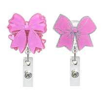 1 件粉色蝴蝶结可调节旋转徽章卷轴，非常适合医生、护士、教师、学生身份证持有人 - 彩色 - 查看 8