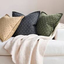 1 vỏ gối trang trí bằng vải lanh Jacquard Farmhouse, giản dị và phong cách để sử dụng hàng ngày - Màu xanh Ô liu - Xem 7