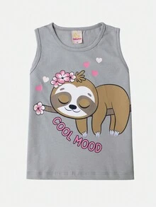 Children's Set Girls' Mood Lazy Gray Tank Top 0358 - Laluna - Xám - Xem 2