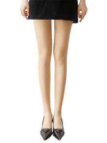 Women Christmas Tights Velvet Stocking Leggings Elegant Solid Color Elastic Tights Pantyhose For Dress Date Club Cosplay Party Streetwear - Beige - View 1