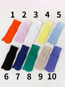 1/3/5 Đôi tất tách ngón chân màu trơn cho nữ, giao hàng ngẫu nhiên, mùa thu - Nhiều màu - Xem 9