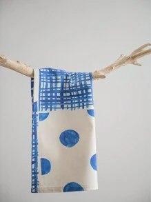 法式奢华复古风格蓝色印花矩形餐巾，适合节日派对、生日聚会、桌布装饰、四季皆宜 - A - 查看 10