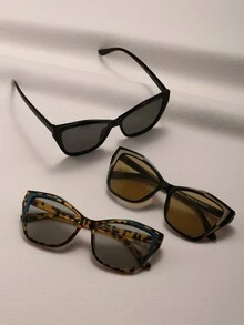 3件套休闲猫眼框眼镜，日常百搭，女士必备 - 彩色 - 查看 4