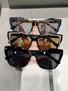 3件套休闲猫眼框眼镜，日常百搭，女士必备 - 彩色 - 查看 1