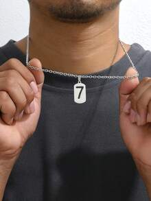 1 szt. Naszyjnik z numerem dla chłopca, srebrny łańcuszek z numerem, zawieszka ze stali nierdzewnej, spersonalizowana biżuteria sportowa dla mężczyzn, koszykówka, baseball, piłka nożna