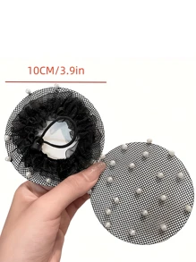 2pcs Set Elegant Bun Covers With Faux Pearls - Reusable Elastic Nylon Hair Nets For Women, Suitable For Ballet, Dance Training, Yoga, Pilates, Ponytail, Indoor Fitness ,Hair Styling Tools Hair Accessories For Barber Salon Beauty Travel Essential Hair Products,Hair Cares,Hair Accessories - Multicolor - View 3