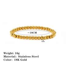 SICIVIA 1pc Gold Stainless Steel Waterproof Bracelet, Women's Anti-Fading Elastic Beaded Bracelet, Layerable Gold Plated Pearl Bracelet, Gift For Women - Yellow Gold - View 7
