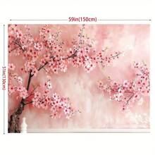 1pc Polyester Cherry Blossom Style Photography Backdrop, Home Decor, Room Decoration, Wall Decor, Party Background Decoration, Party Supplies/Gifts